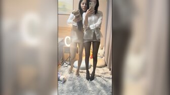 Threesome with hip skirt twins