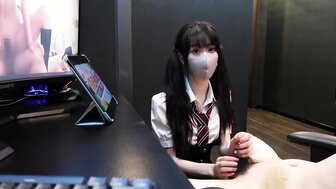 Innocent and pretty teen girl provides footjob, footjob and her pussy