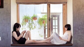 Short hair sweet girl seduces long hair man