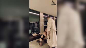 Husband and his friend threesome with hot wife in black stockings[2]