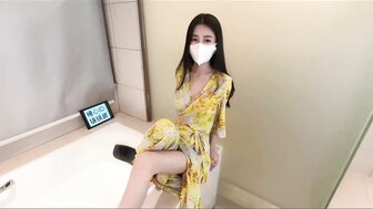 Woman with perfect body having sex in bathroom