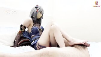 Cumshot on sexy coser who is cos character in Star Rail