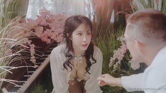 Hot and pretty mermaid having sex with PHD among the flower