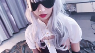 Hard fucking and cumshot in horny nun's pussy