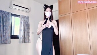 Hot girl seduces the man in cat ears, rides on dick and gets fucked hard