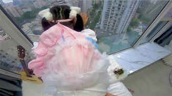 Subjective shooting fucked cute maid in front of the window