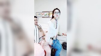 Fucking horny woman in shirt and glasses