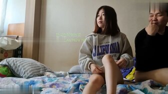 Lovely girl was slowly enjoying, the fat guy ejaculated suddenly