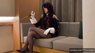 Pretty coser trains and fucks her obedient slave
