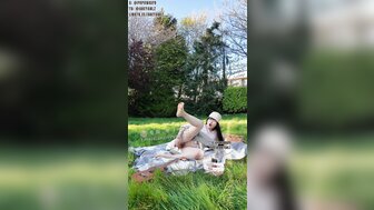 An slut was caught masturbating outdoor and raped her to orgasm