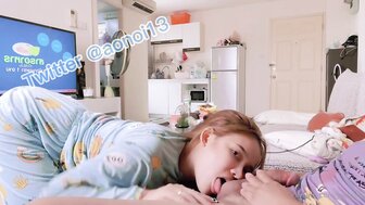 Fucking a cute girlfriend with pajama