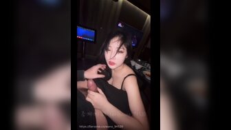 Having oral sex with pretty girl Nana in KTV and intense sex in toilet