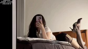 Horny woman with big butt and sexy legs in black stocking cant stop moaning and dirty talk