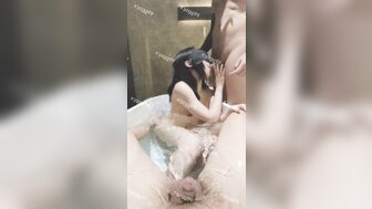 Having intense 3P on bathtub