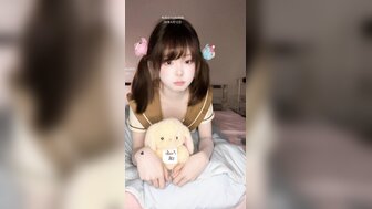 Cute twin-tailed school beauty lying on the bed being fucked by classmates until she's in climax