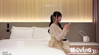 A cute girl with big breasts and twin tails, wearing stockings, have sex with her in various positions.