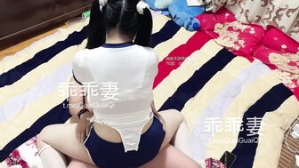 Obedient, lewd wife wears a school gym uniform while having sex with other men.