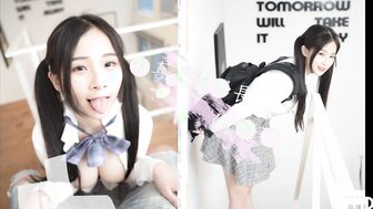 Busty student with double ponytail like fucking with schoolmate